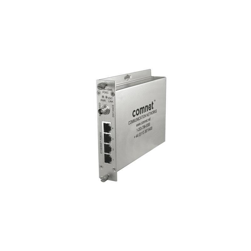 Comnet Clfe4eoc Four Channel Ethernet Over Coax With Ieee 802.3af 15.4w Pass-Through Poe, 10/100mbps, Industrial, Local/Remote Configurable, Module