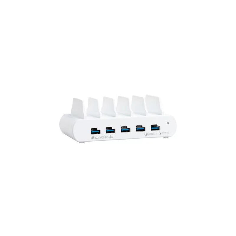 Compulocks 5 Port Usb-C And Usb-A Charging Dock With Eu Estación De Carga 150 Vatios 10 Conectores De Salida (5 X Usb Tipo A De 4 Patillas 5 Usb-C) Unión Europea
