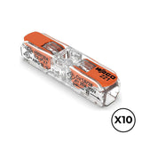 Conector Rápido En Linea Con Palanca 2 Vias, Ø Maximo 4 Mm², 450 V , 32 A; Transparente; 8,1 X 35,5 X 8,9 Mm, 10 Uds