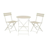 Conjunto De Mesa Y 2 Sillas Helsingborg, Plegables, De Acero, Blanco