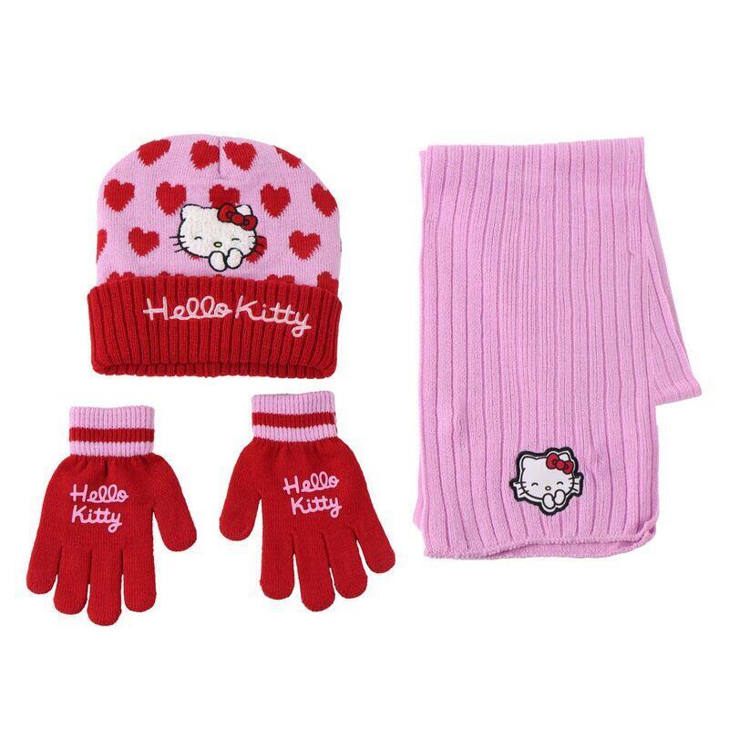 Conjunto Gorro Guantes Braga Cuello Hello Kitty