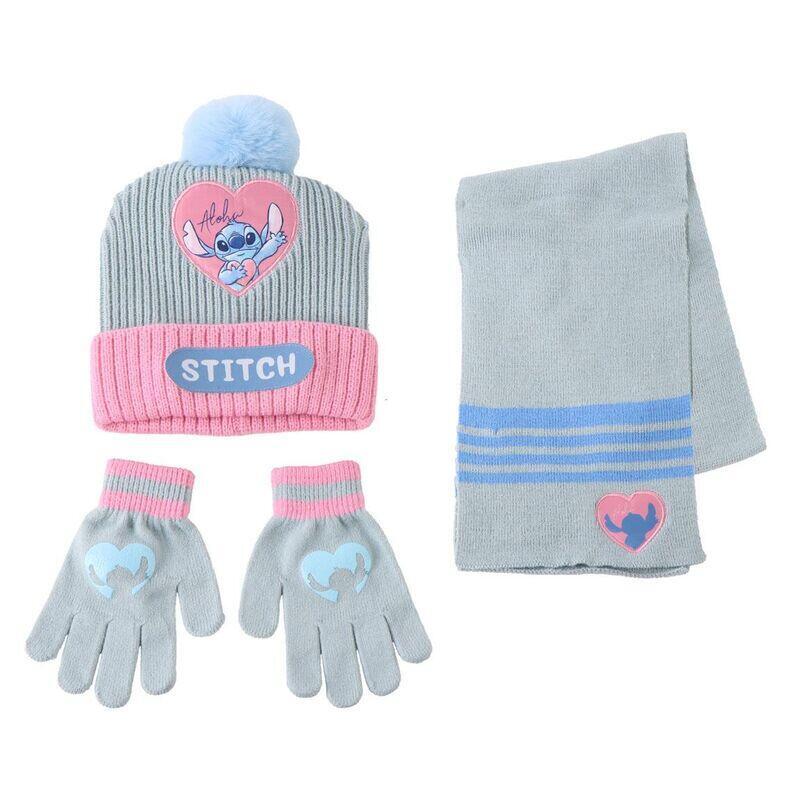 Conjunto Gorro Guantes Braga Cuello Stitch Disney