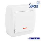 Conmutador Unipolar Con Indicador Luminoso Superficie Mural 74 X 72 X 28 Mm