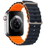 Correa Apple Watch 42/44/45/49mm Wave Medianoche+Naranja