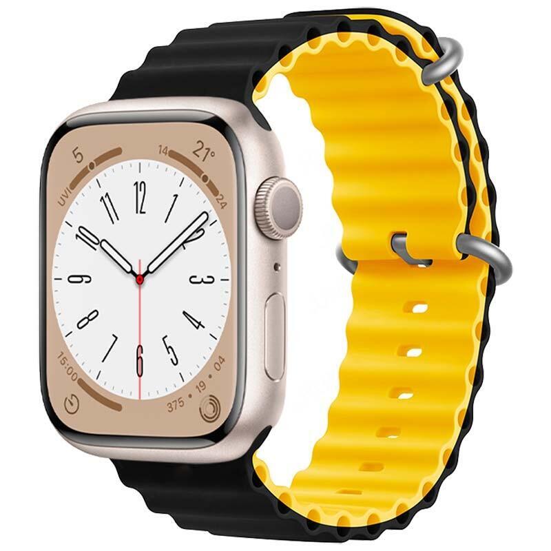 Correa Apple Watch 42/44/45/49mm Wave Negro+Amarillo