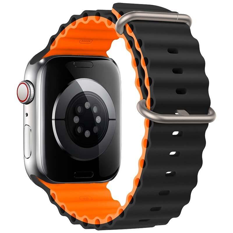 Correa Apple Watch 42/44/45/49mm Wave Negro+Naranja