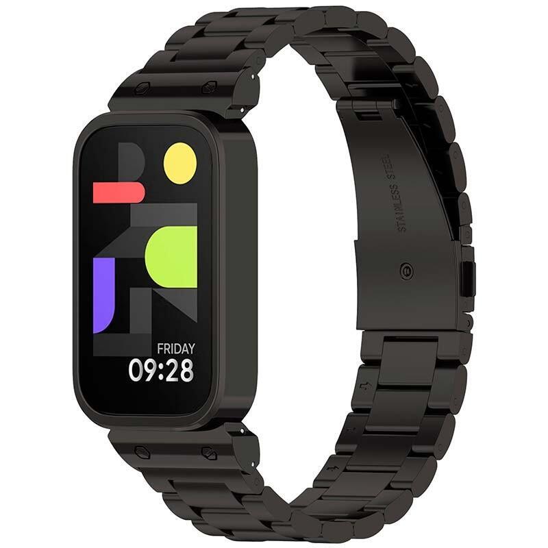 Correa Metal Eslabones Xiaomi Mi Smart Band 9 Active / Redmi Smart Band 3 Negro