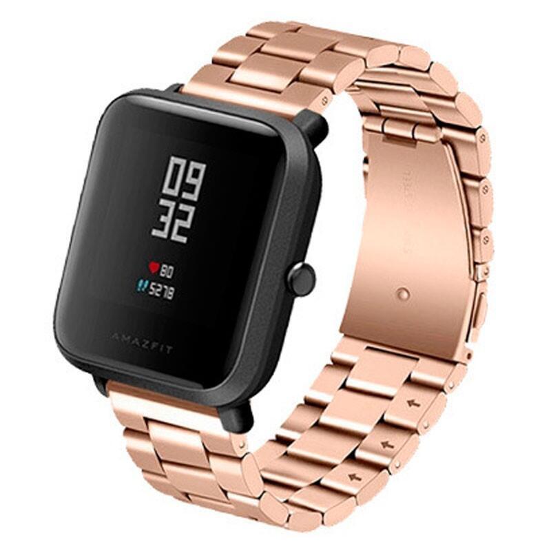 Correa Universal Metal Eslabones 20mm Para Smartwatch Xiaomi/Amazfit/Samsung/Huawei/Realme/Ticwatch (Rosa)