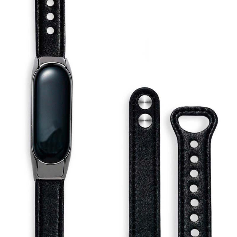 Correa Xiaomi Mi Smart Band 6 / Mi Band 5 / Amazfit Band 5 Cuero Clip Negro