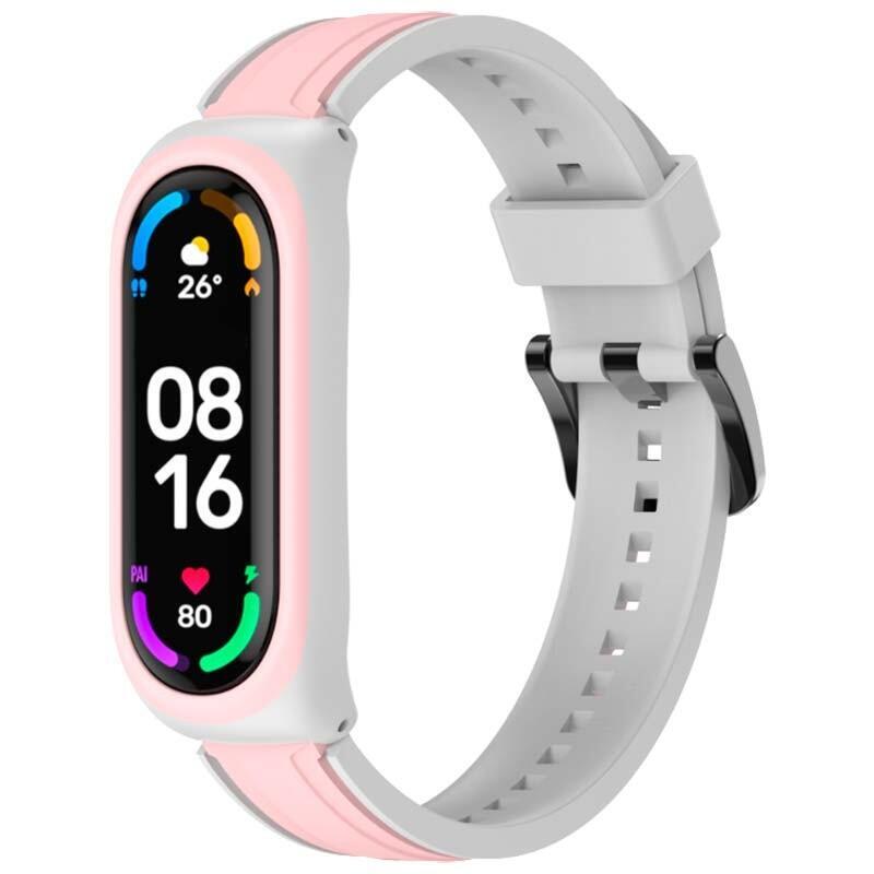Correa Xiaomi Mi Smart Band 6 / Mi Band 5 / Amazfit Band 5 Dual Color Blanco+Rosa