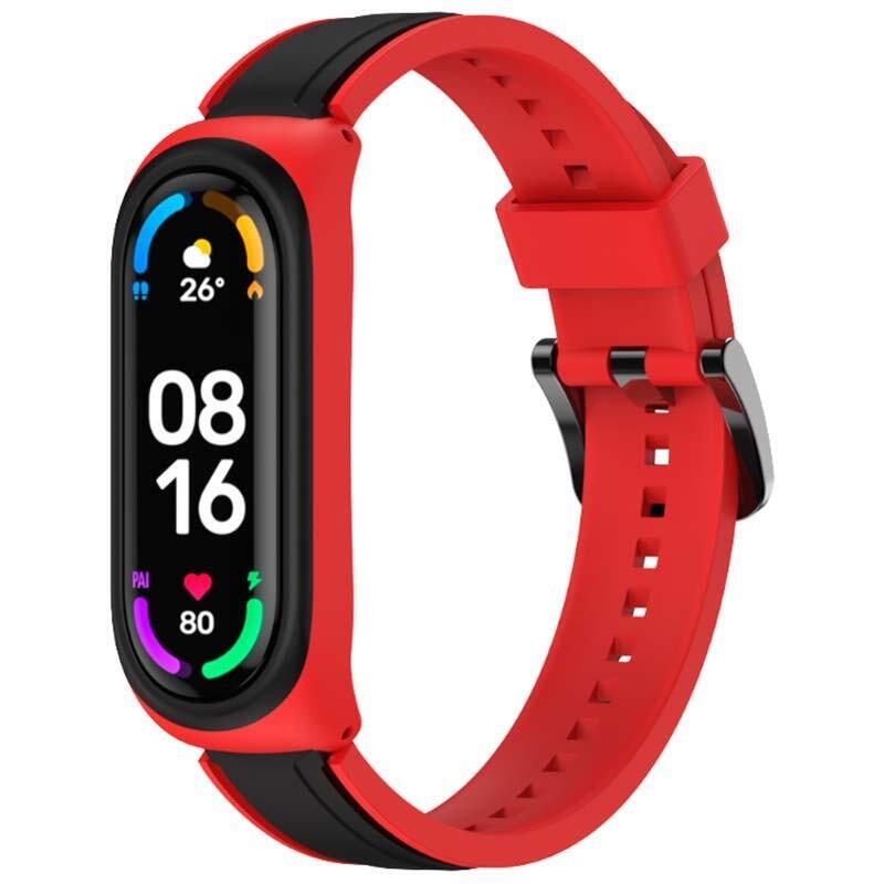 Correa Xiaomi Mi Smart Band 6 / Mi Band 5 / Amazfit Band 5 Dual Color Negro+Rojo