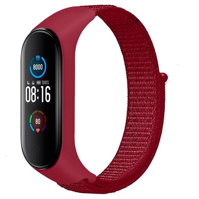 Correa Xiaomi Mi Smart Band 6 / Mi Band 5 / Amazfit Band 5 Nailon (Rojo)