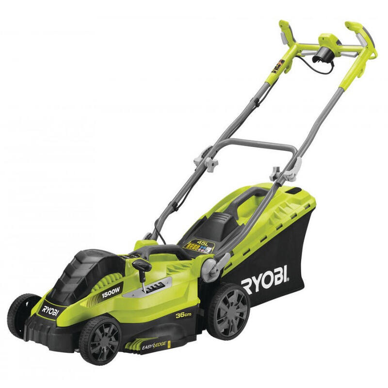 Cortacésped Ryobi Rlm15e36h 1500w Corte Ø36cm Incluye Recolector De Hierba 45l Y Adaptador Mulching