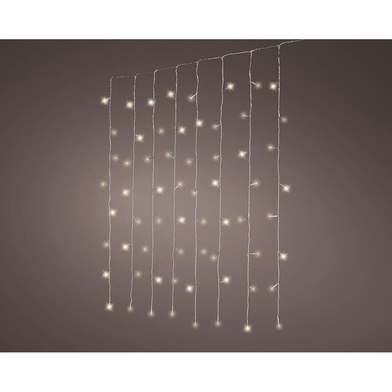 Cortina Led Multifunción Interconectable, Luz Blanca Cálida, 200 Leds, 1,5 X 2 M