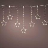 Cortina Multifunción, Exterior, Con Estrellas, Blanco Cálido, Cable Plateado, 1,2 M