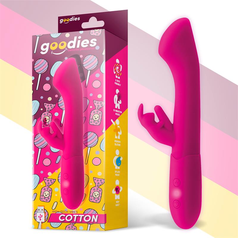 Cotton Vibrador Punto G Y Conejito Usb Silicona Fuchsia