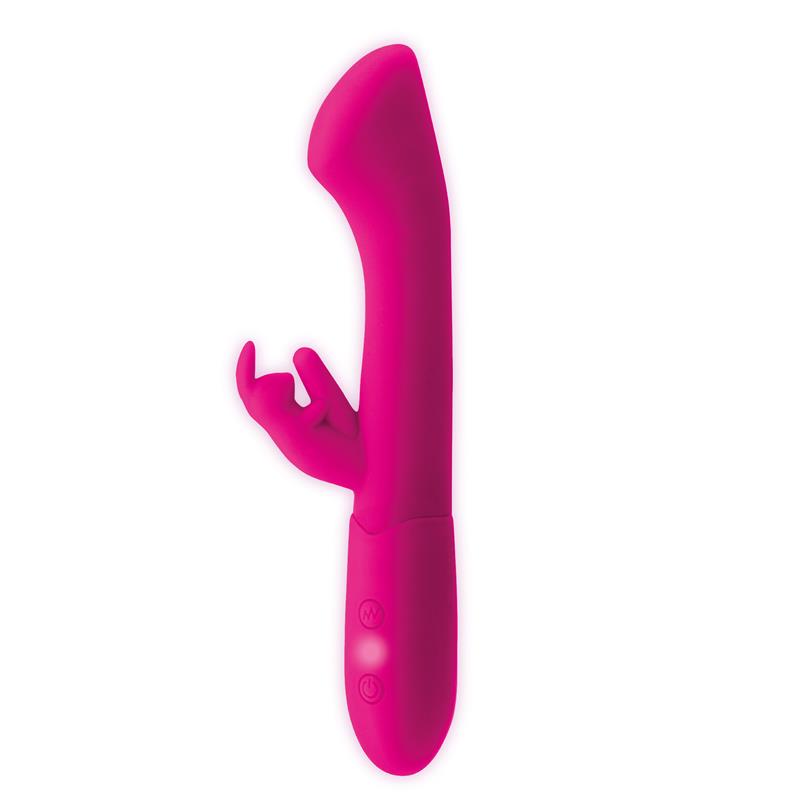 Cotton Vibrador Punto G Y Conejito Usb Silicona Fuchsia