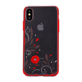 Cover Con Swarovski Crystal Petunia Per Iphone X Rossa