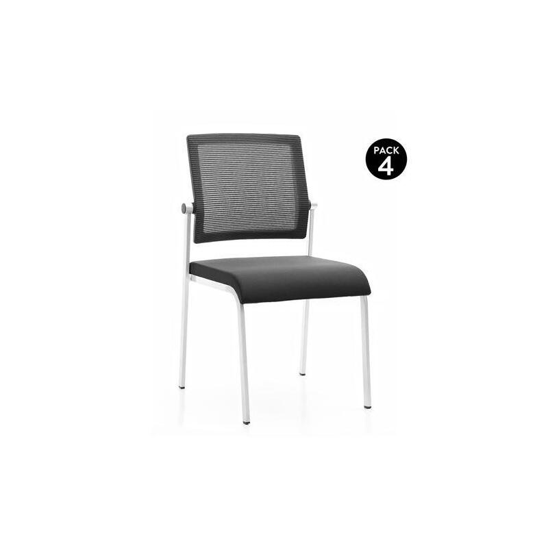 Cromad Pack De 4 Sillas Ergonomicas - Maxima Comodidad Y Resistencia - Ideal Para Uso Comercial - Apilables Y De Alta