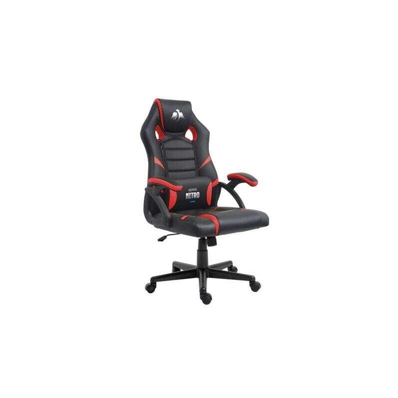 Cromad Serie Nitro Silla Gaming - Altura Regulable Con Piston De Gas Clase 2 - Cojin Lumbar - Negro/Rojo