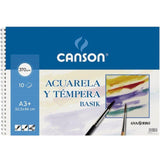 Cuaderno De Acuarelas Y Témperas Con Espiral Canson Basik C200400697/ A3+/ 10 Hojas