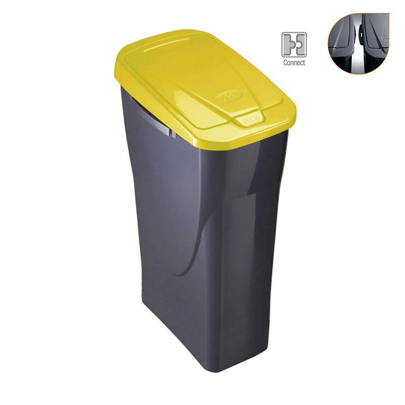 Cubo 25 Litros Ecobin Con Tapa Color Amarillo 21,5x36x51cm Mondex