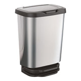 Cubo Con Pedal Jive Con Cierre Amortiguado Plata/Negro 33,2 X 25,2 X 45,8 Cm 20 L