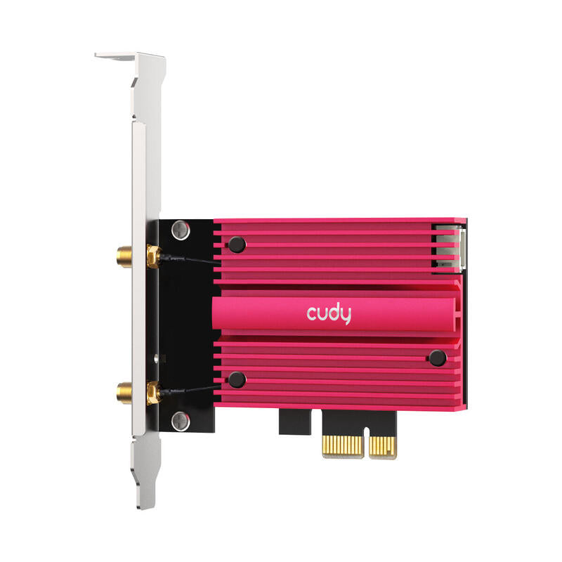 Cudy Adaptador De Red Pcie Tribanda Wifi 7 Be9300 - Bluetooth 5.4 - Disipador Termico - Base De Antena Magnetizada -