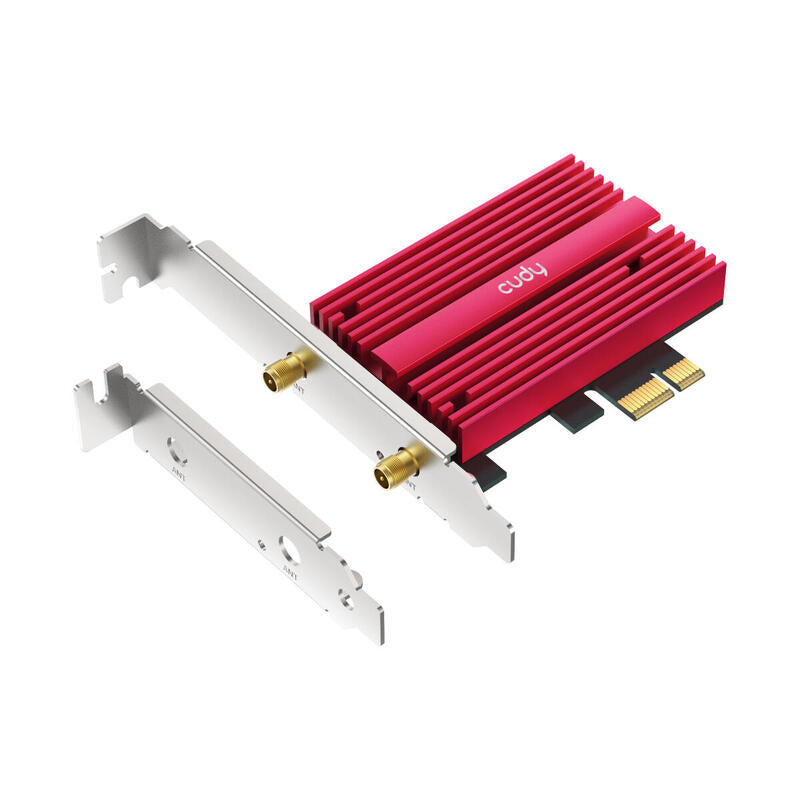 Cudy Adaptador De Red Pcie Tribanda Wifi 7 Be9300 - Bluetooth 5.4 - Disipador Termico - Base De Antena Magnetizada -