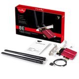 Cudy Adaptador De Red Pcie Tribanda Wifi 7 Be9300 - Bluetooth 5.4 - Disipador Termico - Negro/Rojo