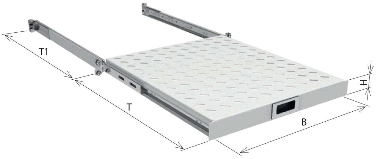 Efb 19" 1he Bandeja De Rack Extraíble, Et 550..650 Mm, 30 Kg, St 800, Ral9005