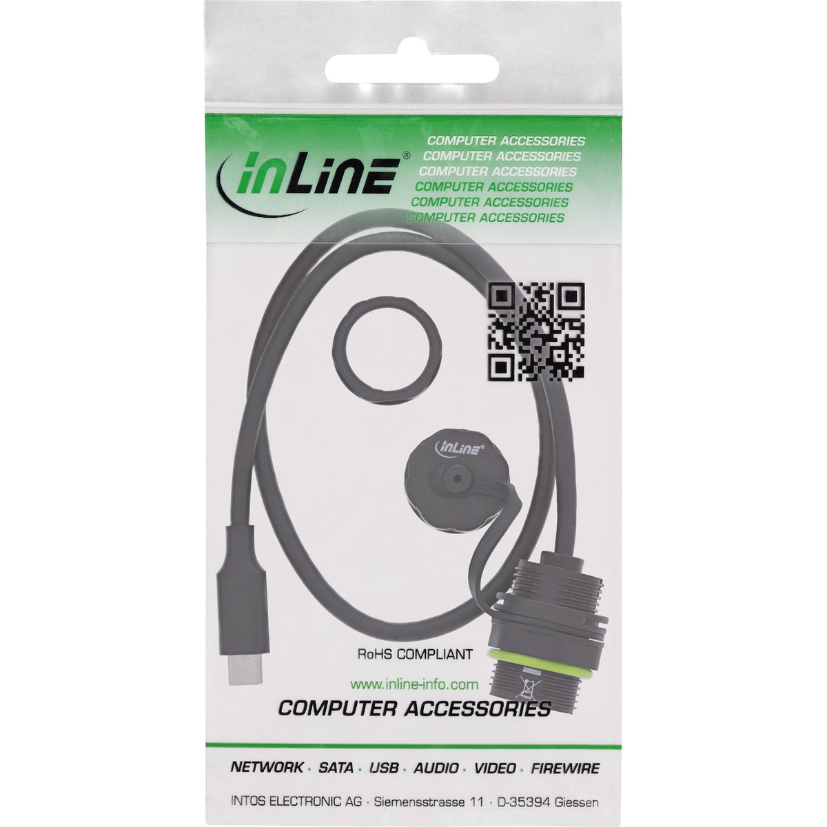 Adaptador Usb-C, Ip68, Blindado, De Conector Hembra A Macho, 50 Cm Inline