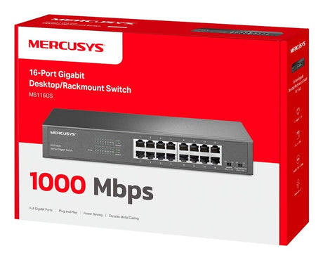 EAN 6957939002343 - Mercusys MS116GS switch Gigabit Ethernet (10/100/1000) Negro imagen 4