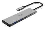 Hama Essential Hub Usb 3.2 - Potencia Maxima 100w - Cable Usb-C Integrado De 15cm - 2x Usb-C - 2x Usb-A - Power