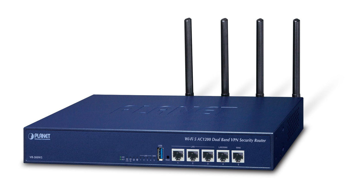 Planet Wi-Fi 5 Ac1200 Dual Band Vpn Security Router 5-Port