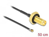 Delock Antennencable Sma Buchse Zum Einbau Zu Mhf 4l Lk Stecker 1.37 50cm Gewindelnge 10mm Spritzwassergeschtzt