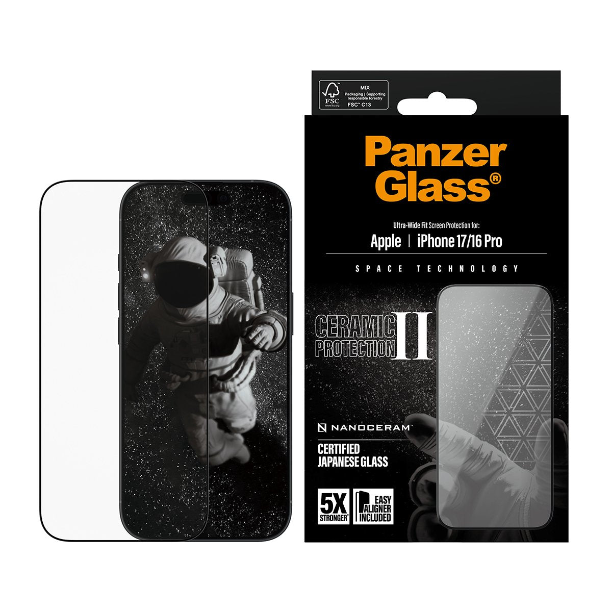 Panzerglass Ceramic Ii Screen Protector Iphone 17/ Iphone 16 Pro Ultra-Wide Fit