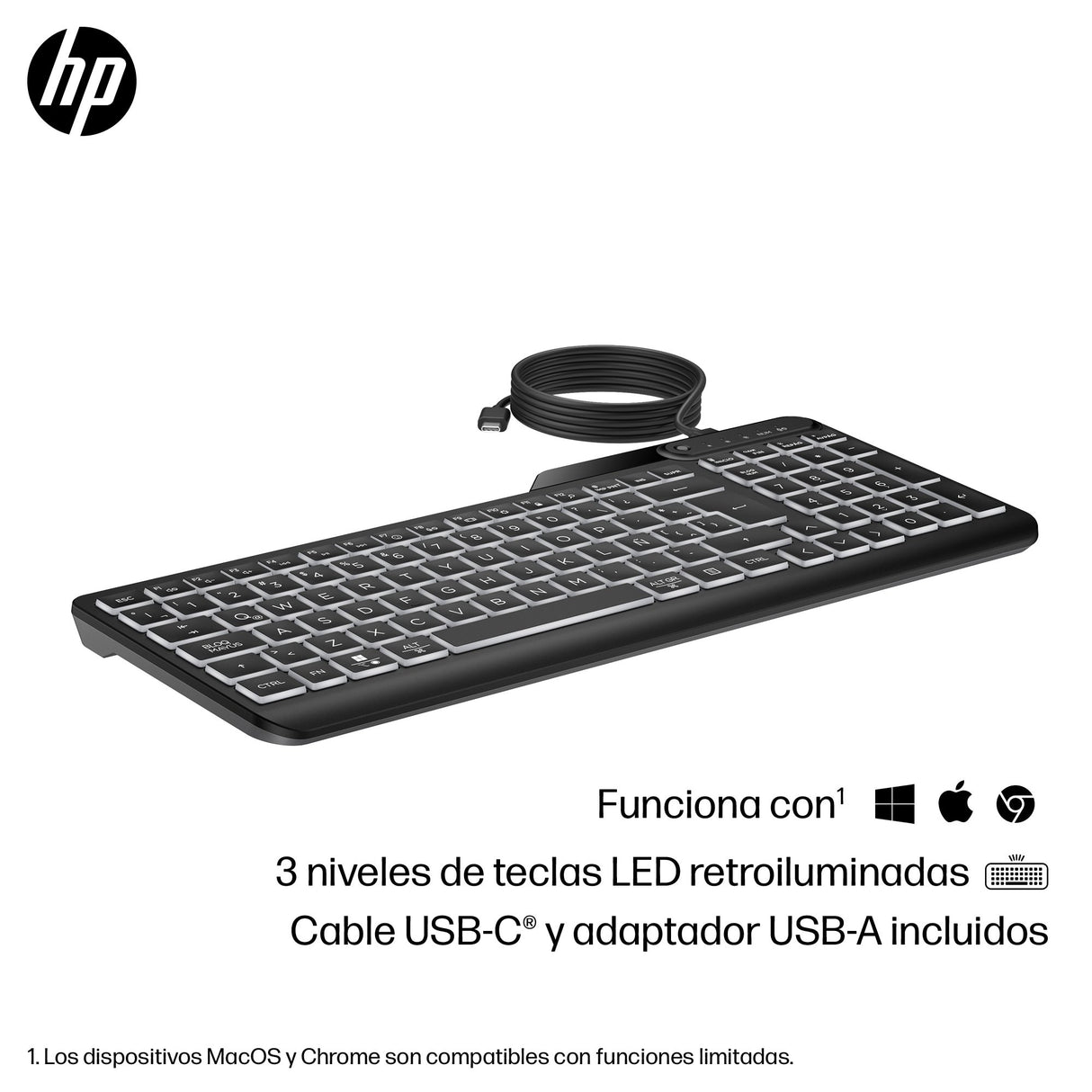 EAN 0197192768501 - HP 400 Backlit Wired Keyboard teclado Hogar USB QWERTY Inglés Negro imagen 6