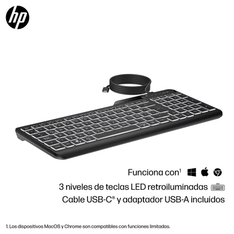 EAN 0197192768501 - HP 400 Backlit Wired Keyboard teclado Hogar USB QWERTY Inglés Negro imagen 6