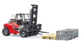 Carretilla Elevadora Bruder Linde Ht160 Con Palet Rojo/Negro, Incluye 3 Cajas De Malla 2513