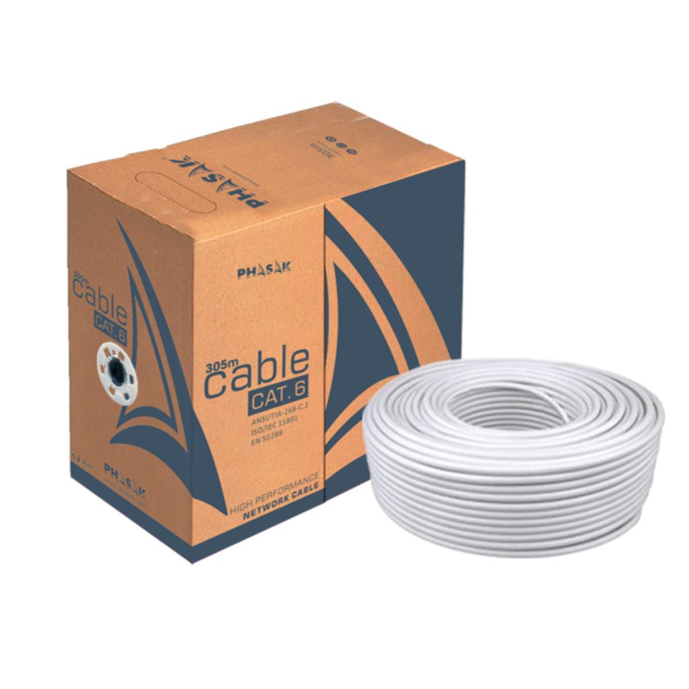 Bobina De Cable Rj45 Utp Phasak Phr 6302 Cat.6 305m Gris