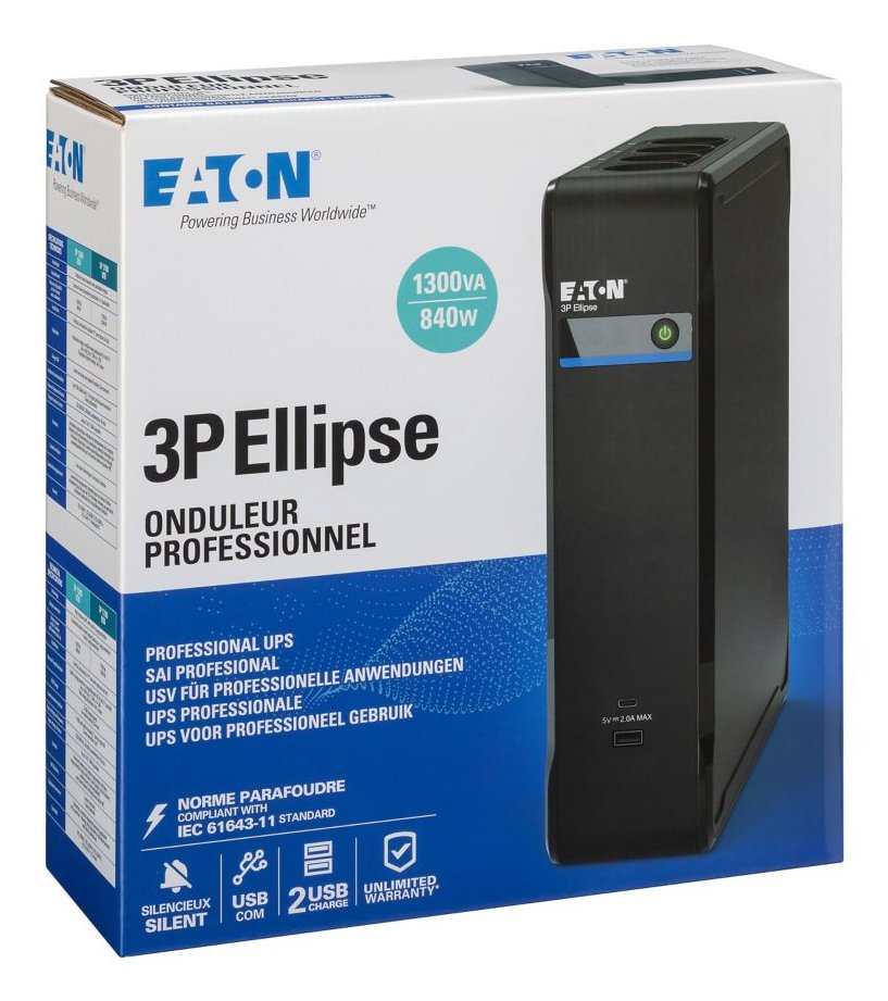 Sai Eaton 3p Ellipse Ups Sistema De Alimentación Ininterrumpida (Ups) En Espera (Fuera De Línea) O Standby (Offline) 1,3 Kva 840 W 8 Salidas Ac