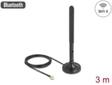 Delock Wifi 6 Antenne Rp-Sma Stecker 3 Dbi Omnidirektional Mit Anschlusscable Rg-174 3 M Mit Kippgelenk Mit Magnetischem Standfuss Schwarz