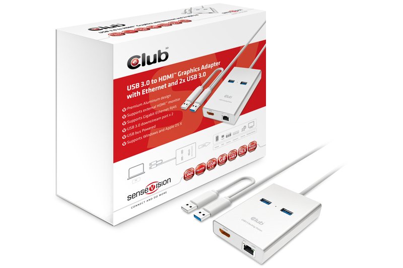 EAN 8719214470371 - CLUB3D USB 3.0 to HDMI™ Graphics + Ethernet + 2 x USB 3.0 imagen 2