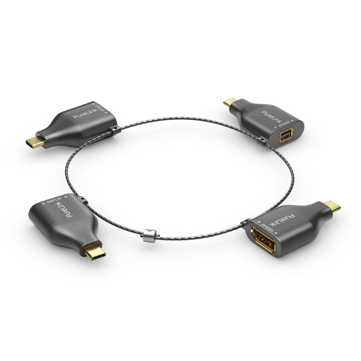 Purelink Adaptador Ring Klein - 4x Usb-C - Usb-C > Vga/Hdmi/Minidp/Dp, Negro