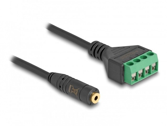 Delock 66268 Cable Adaptador De Clavija Estéreo Macho De 3,5 Mm Y 4 Patillas A Bloque De Terminales 20 Cm