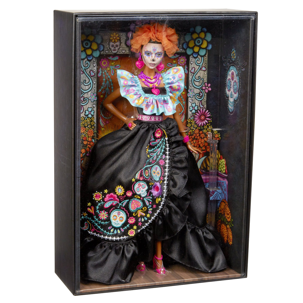 Muñeca Mattel Barbie Signature Día De Muertos 2024 Coleccionable Con Vestido Negro Con Volantes Hrm72