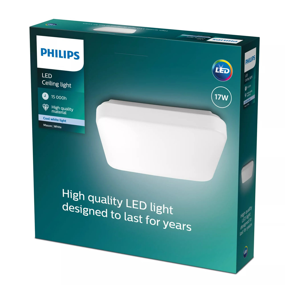 Plafon Interior De Led 17w 2000lm 4000k Luz Dia Mod. Mauve 32,5x32,5x7,5cm Philips