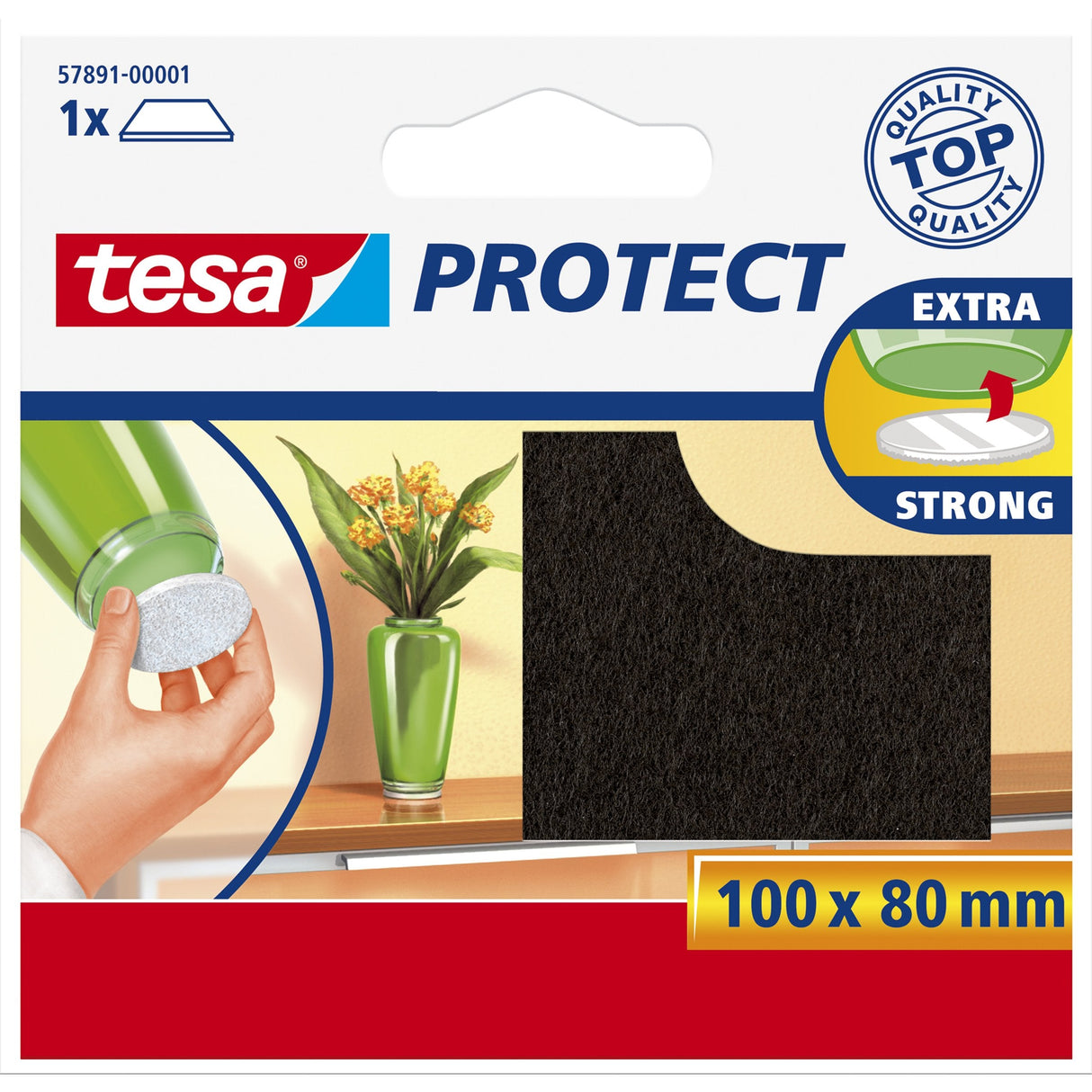 Tesa Fieltro Protector Antirasguños Cuadrado 100x80mm Marrón