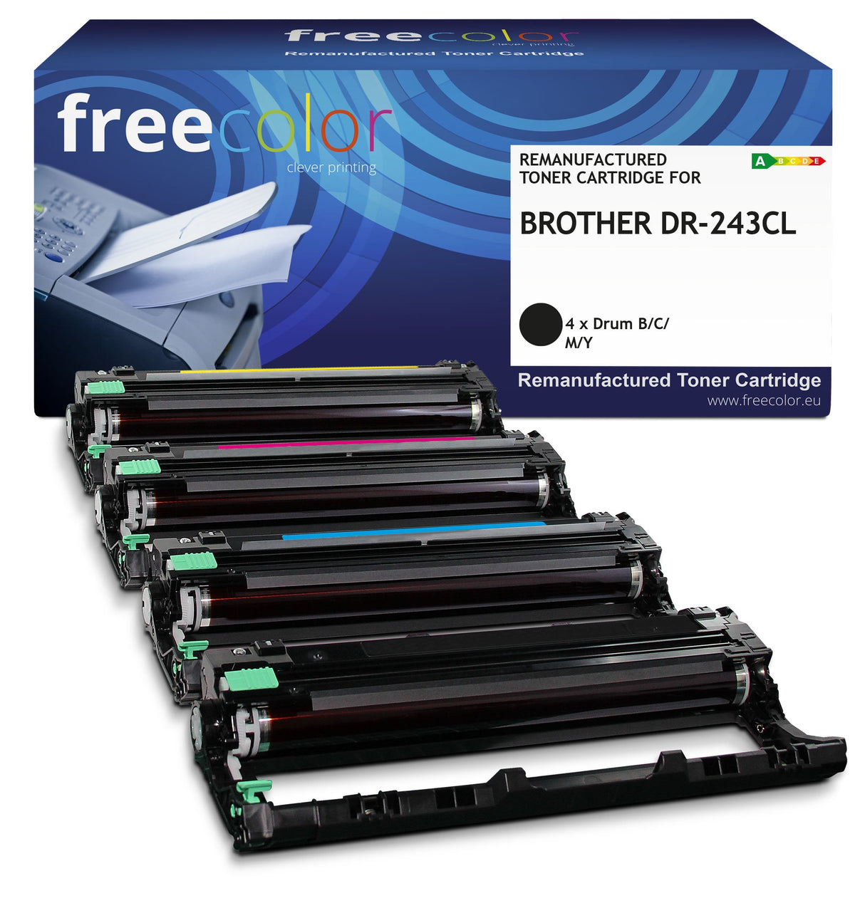 Freecolor Toner Brother Dr-243cl Drum Kit Bk C M Y 18000 S. Remanufactured